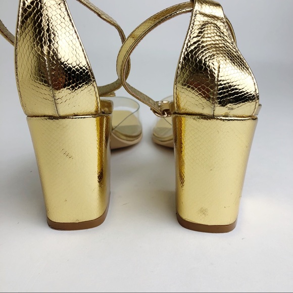 Cape Robbin Gold/Clear Block Heels Size 6 1/2” - Picture 4 of 8